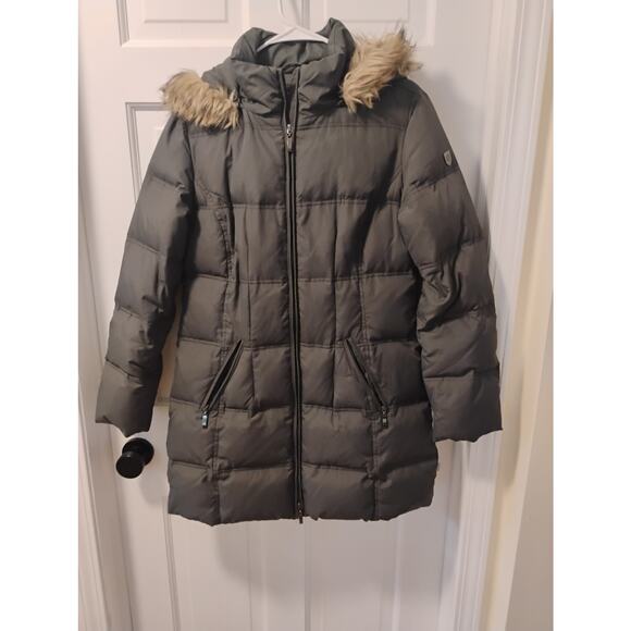 Tribal Green Puffer Coat size S w Fur Hood - Picture 1 of 6